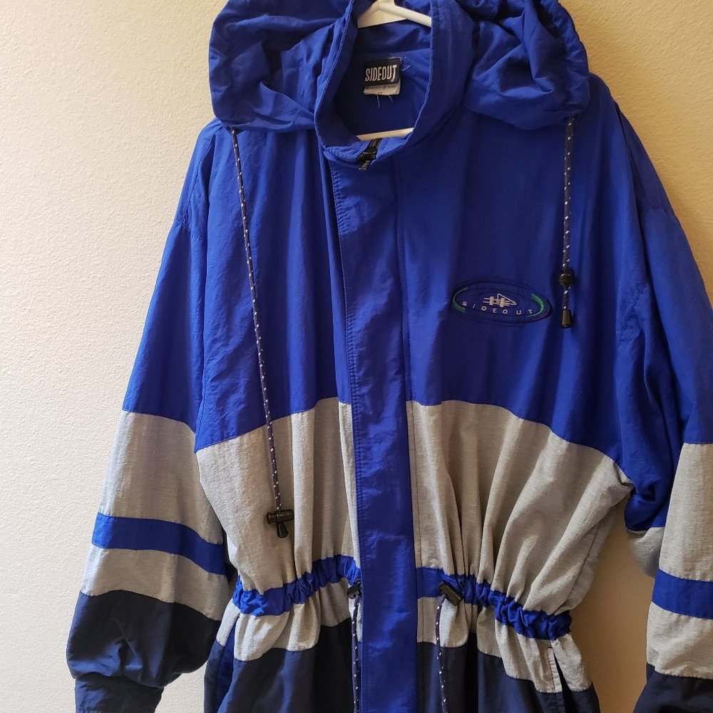 Vintage Sideout Sport Men's Large Volleyball Retro Blue Jacket Full Zip Hoody L